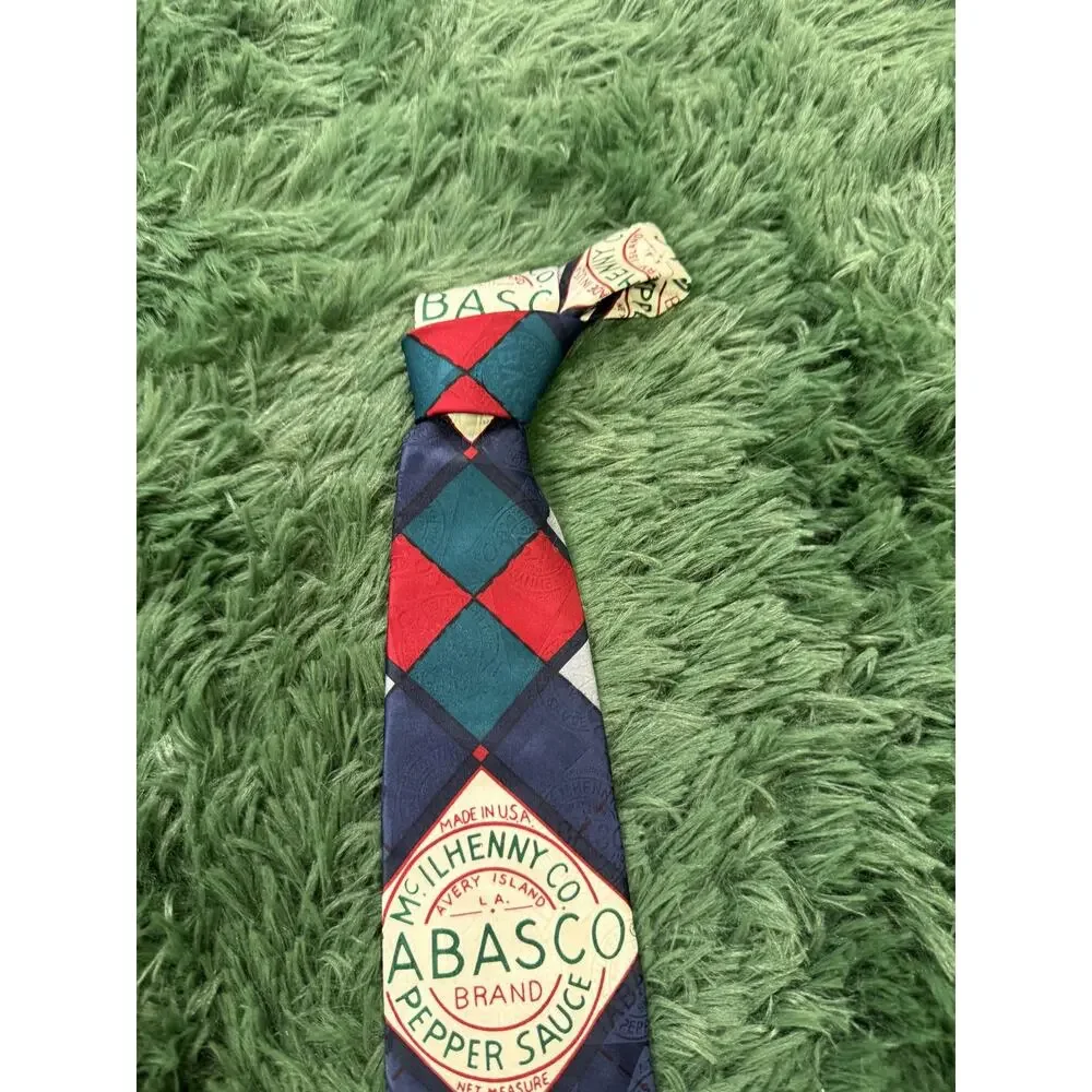 Vintage Tabasco McIlhenny Co. Hot Sauce Logo Necktie Men's Novelty Tie Made in